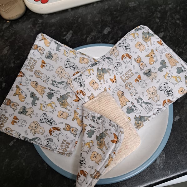 Dog themed kitchen and dish cloths, zorb ecofriendly reusable