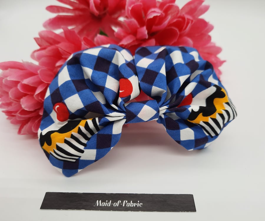 Hair bobble bow in cup cake fabric. 3 for 2 offer.  