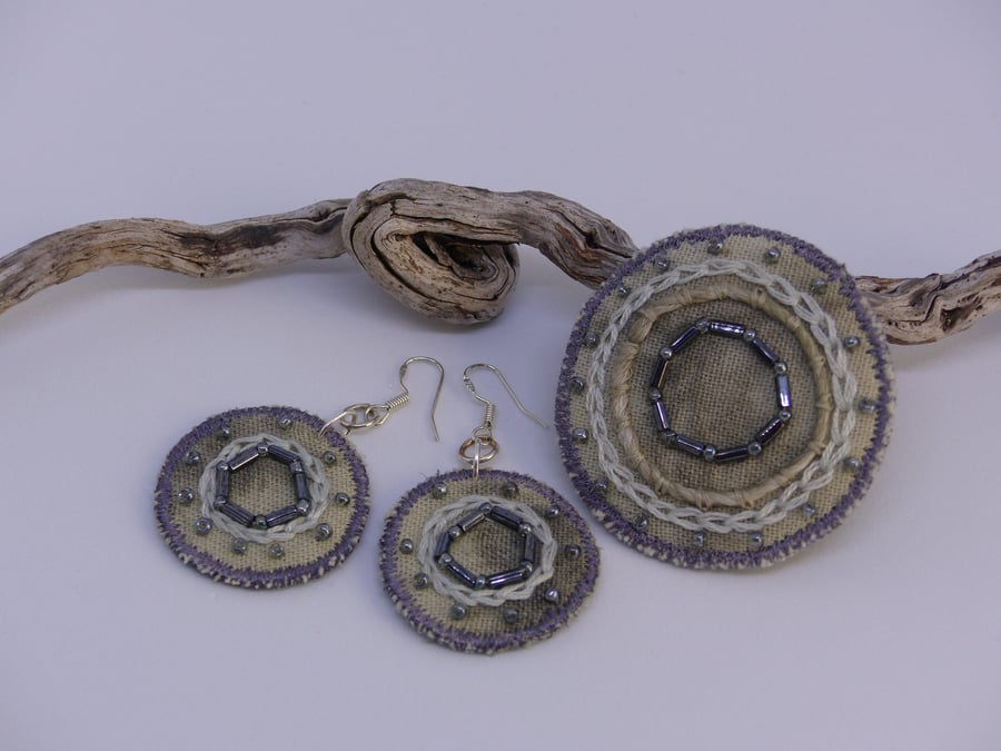 Circular textile earrings