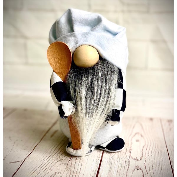 Handmade Chef Gonk with Wooden Spoon, Nordic, Gnome, Swedish Tomte