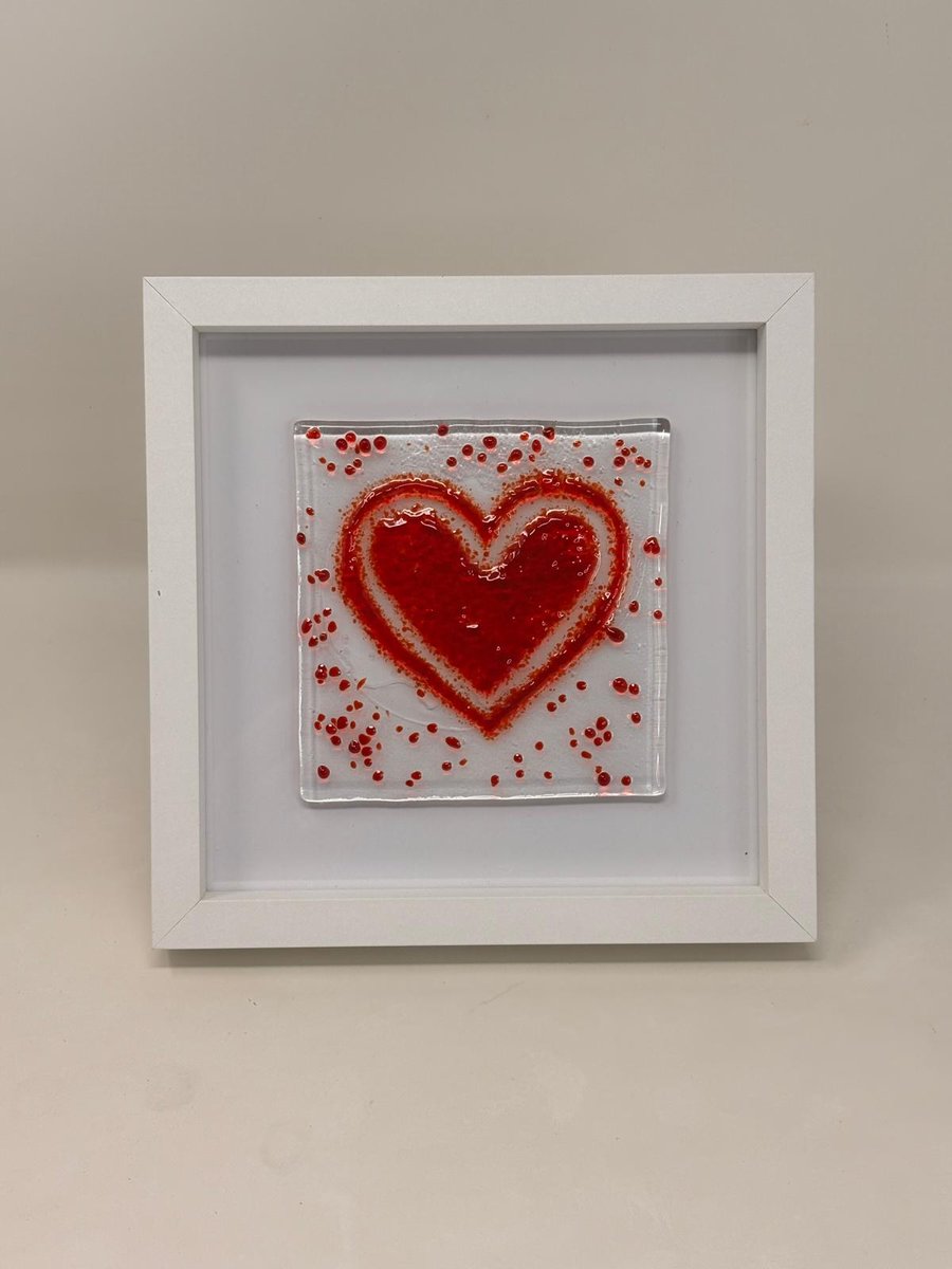 Framed Fused Glass Heart