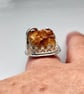 Citrine Druzy Adjustable Statement Ring Sterling Silver Chunky Crystal Jewellery - Image 6