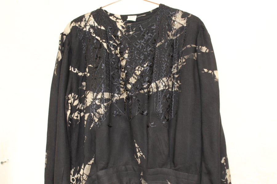 Ladies Vintage 90's reworked black and gold tie dye blouse,festival,hippie top.