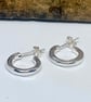 Handmade Sterling Silver Huggy Earrings Hoop Studs Small Silver Hoops - Image 5