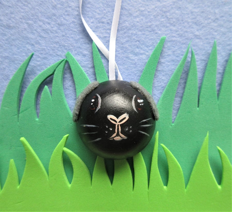 Guinea Pig Hanging Decoration Christmas Tree Bauble Wood Wooden Hand Painted