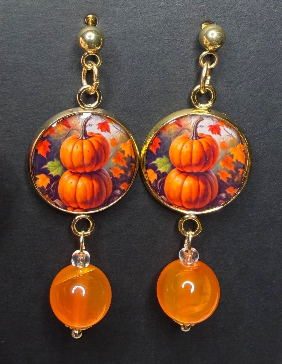 Autumn pumpkin drop earrings 