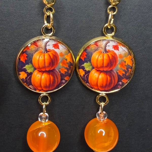 Autumn pumpkin drop earrings 