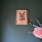 The Owl, pyrograph on live edge oak board