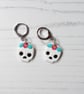 Halloween Skulls and pink flowers huggie hoop drop earrings - Image 4