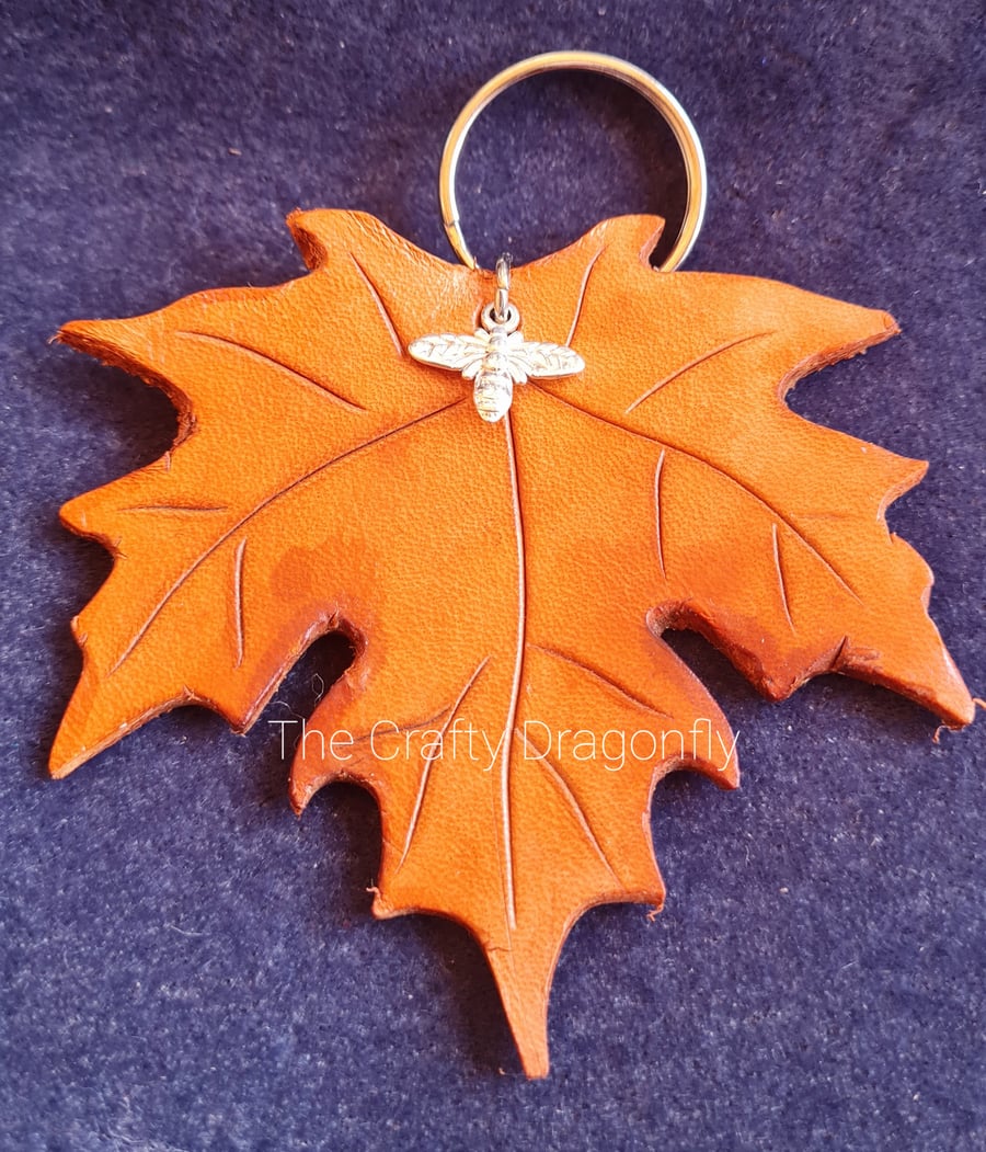 Leather Leaf Bag Charm