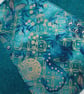 SOLD - Turquoise 'Harris Tweed' Handbag with Dragon Panel and Bamboo Handles - Image 2