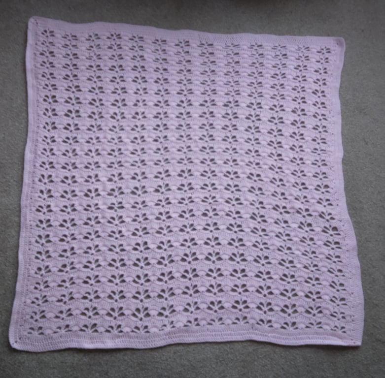 Crochet baby blanket or shawl in butterfly stitch,pink