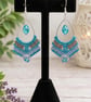 Blue teardrop micro macrame beaded dangle boho earrings, Indian earrings  - Image 2