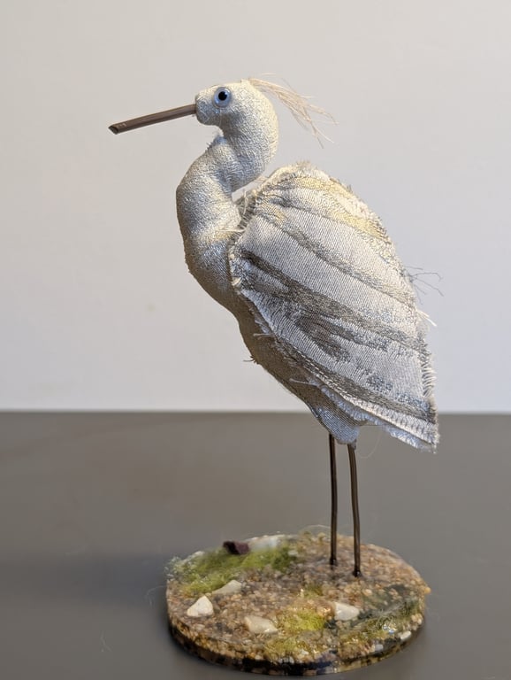 Egret inspired fabric sculpture ornament decoration 