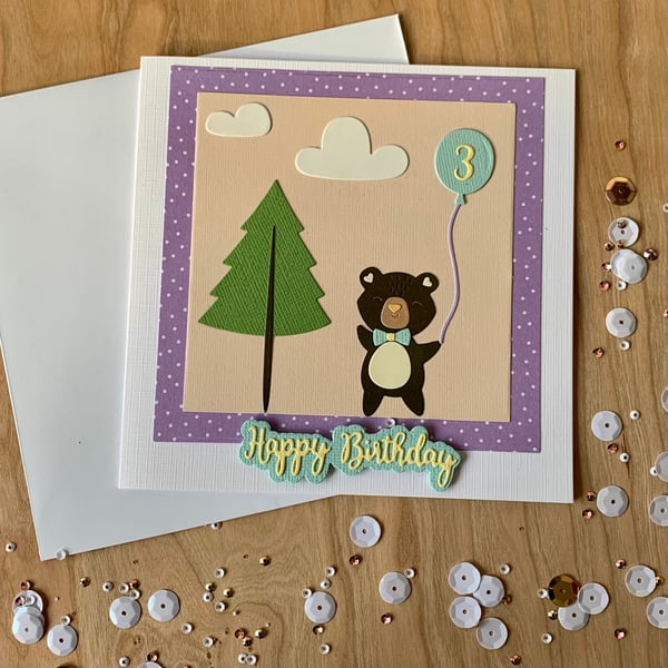 Handmade 3 year old Birthday Card