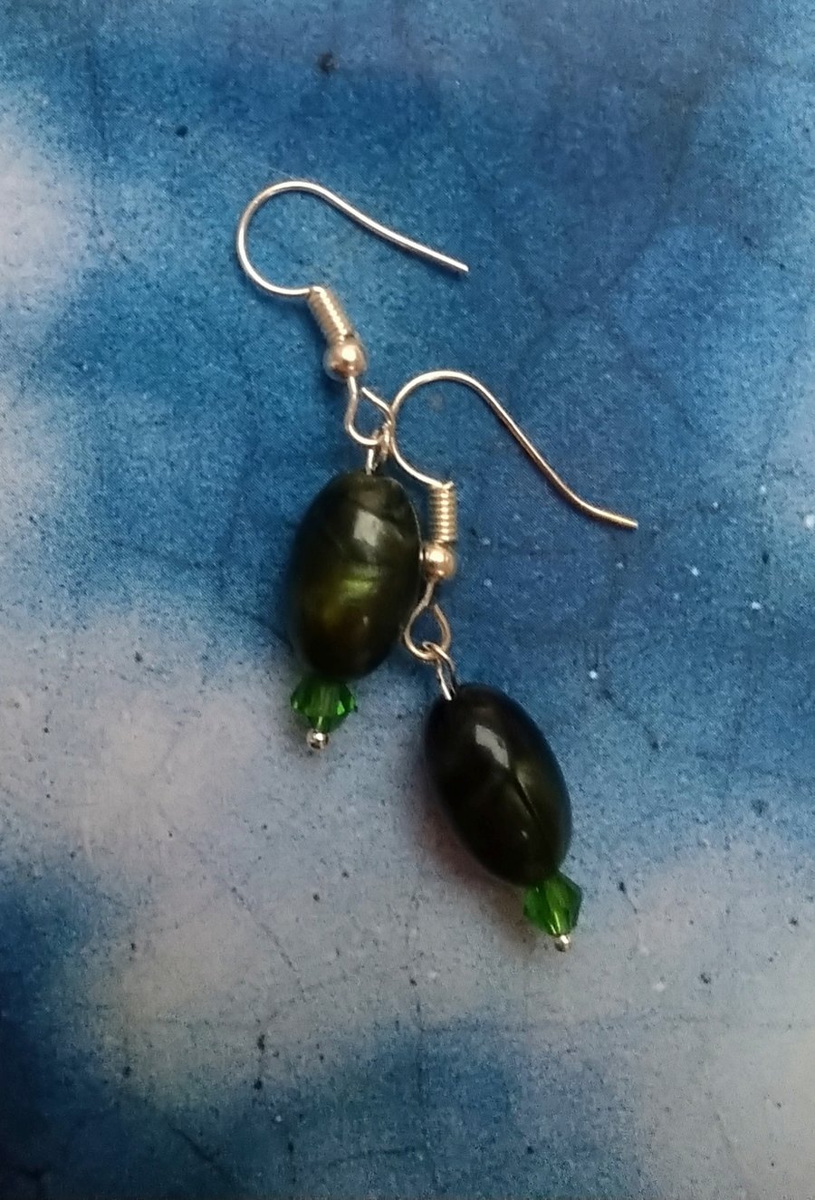 Lovely Handmade Green Glass Drop Earrings