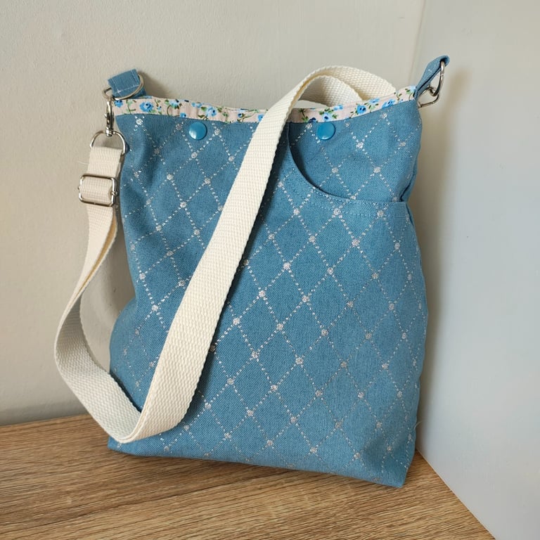 Denim cross body, shoulder bag.