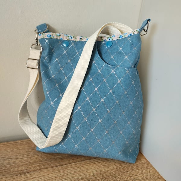 Denim cross body, shoulder bag.