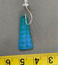Enamel drop earrings, Teal with blue squares - silver hooks - Image 6