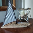 Driftwood sailboat - wall decoration with hanger