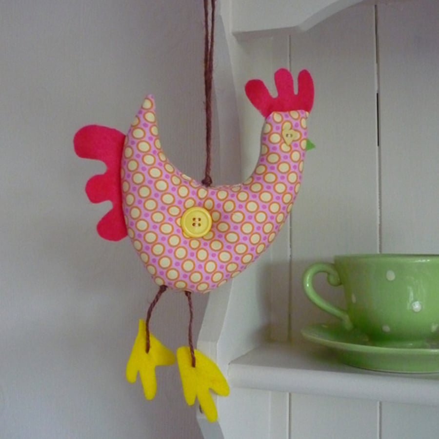 Shabby Chic/Kitsch/Prim Hanging Chicken Spotty