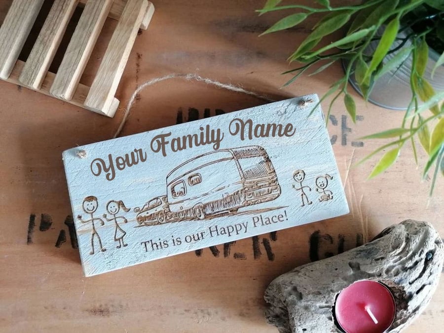 Handmade Rustic Family Caravan, Motorhome, Static Caravan Sign