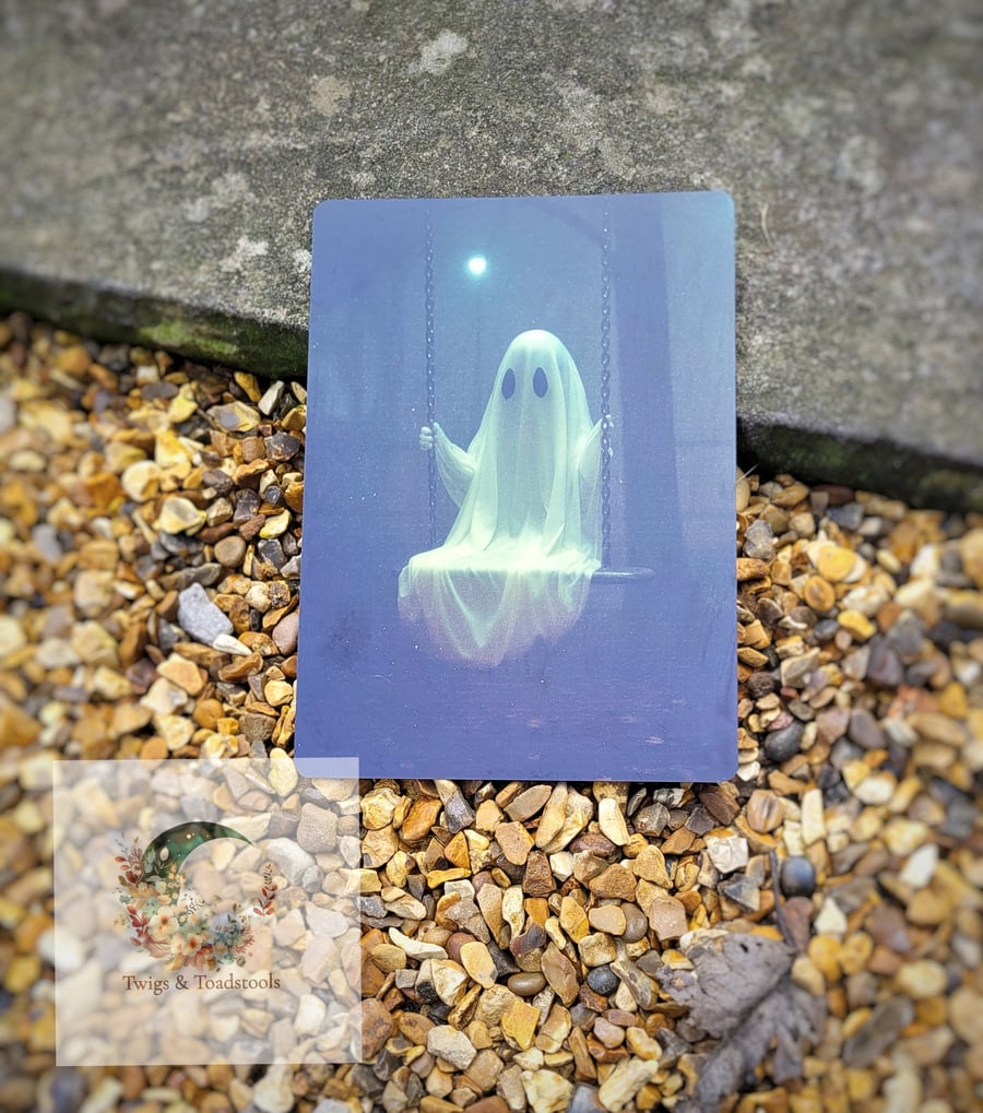 Cute ghost on swing wall sign 