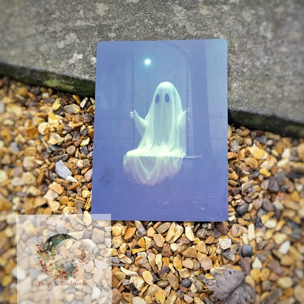 Cute ghost on swing wall sign 