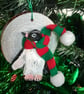 Christmas tree decoration, Penguin made from airdry clay with a fabric scarf.   - Image 6
