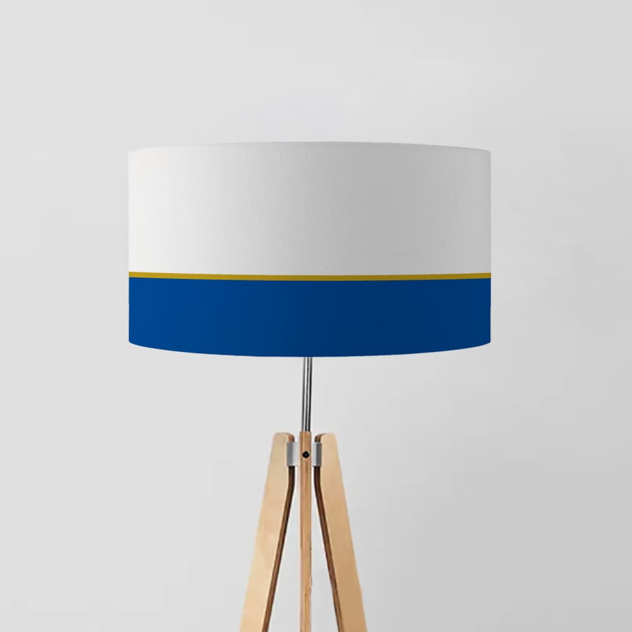 Navy and gold lines drum lampshade, Diameter 45cm (18")