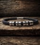 Men's Personalised Leather Bracelet with Four Hand Stamped Rings - Free Delivery - Image 3