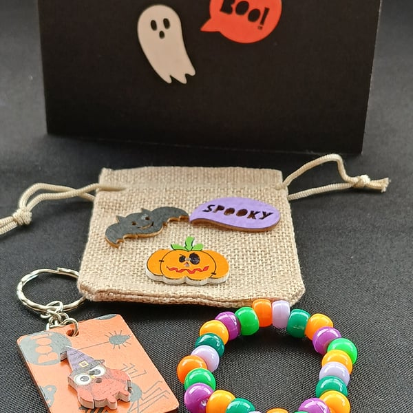 Handmade Halloween bracelet and keyring 