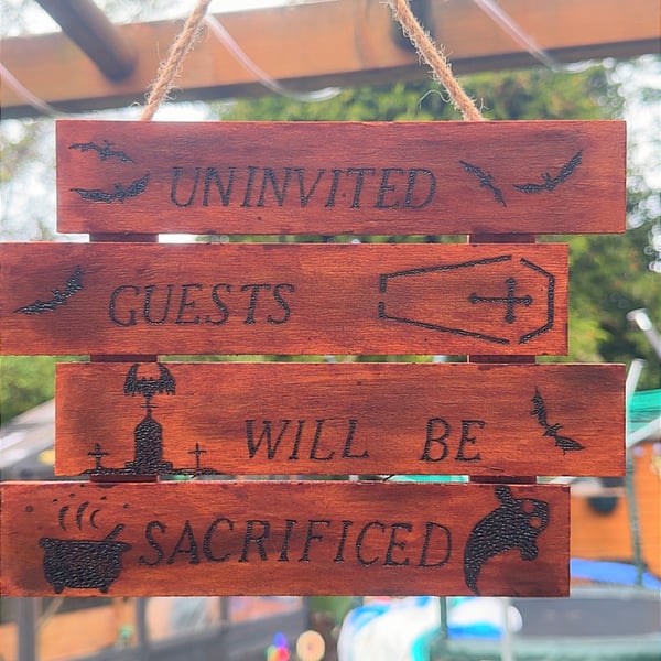 Rustic wooden gothic sign 