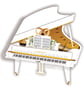 White Grand Piano 3D music greeting card