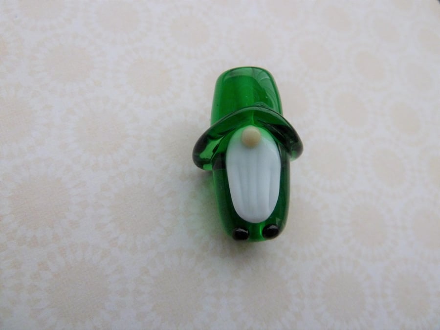 lampwork glass green gnome bead handmade