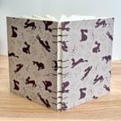 Hand Bound A5 Coptic Stitch Journal with Hares