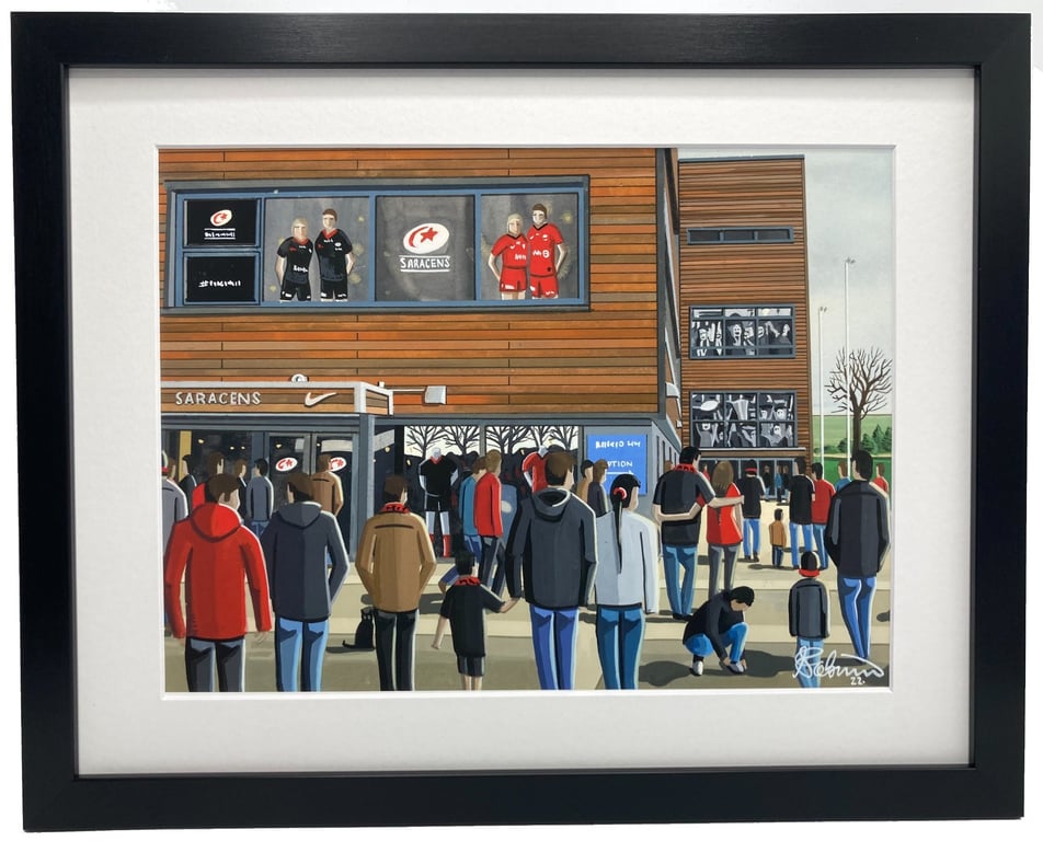 Saracens. Framed & Unframed Fine Art Print, Rugby, Barnet Copthall Stadium Gift