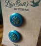 2 Vintage Teal Diamante Buttons 37mm - Image 1