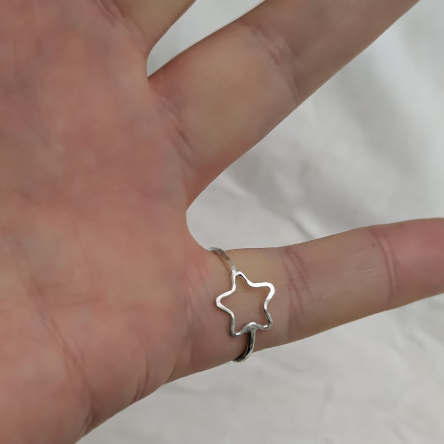 Sterling SILVER open Star ring, Handmade Urban Jewellery