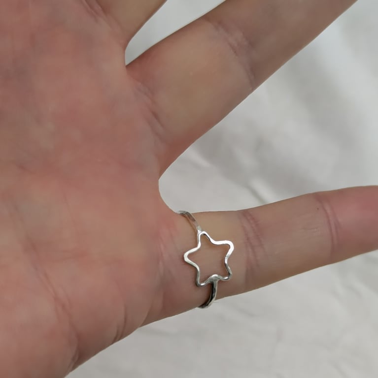 Sterling SILVER open Star ring, Handmade Urban Jewellery