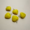 5 Bright Yellow Glass Heart Charms