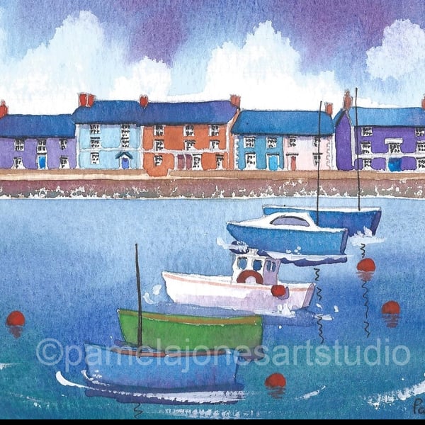 Aberaeron Harbour, Cardigan Bay, Wales, in 8 x 6 '' Mount