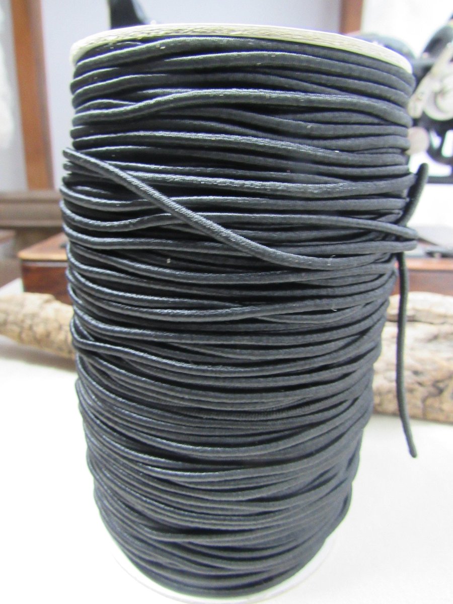 5 metres 2.5mm Round Black Elastic