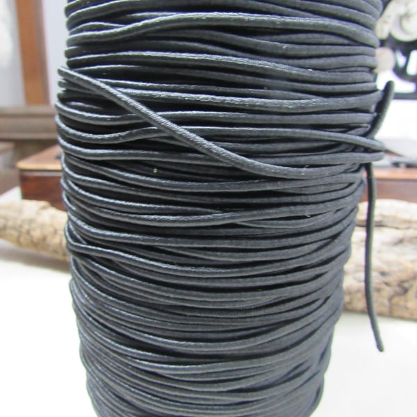 5 metres 2.5mm Round Black Elastic