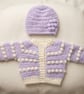Newborn baby girl gift set- cardigan and hat 