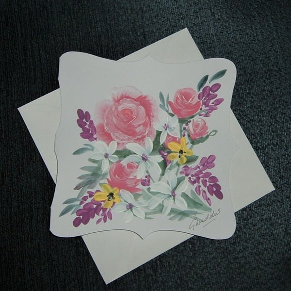hand painted original art floral greetings card... - Folksy