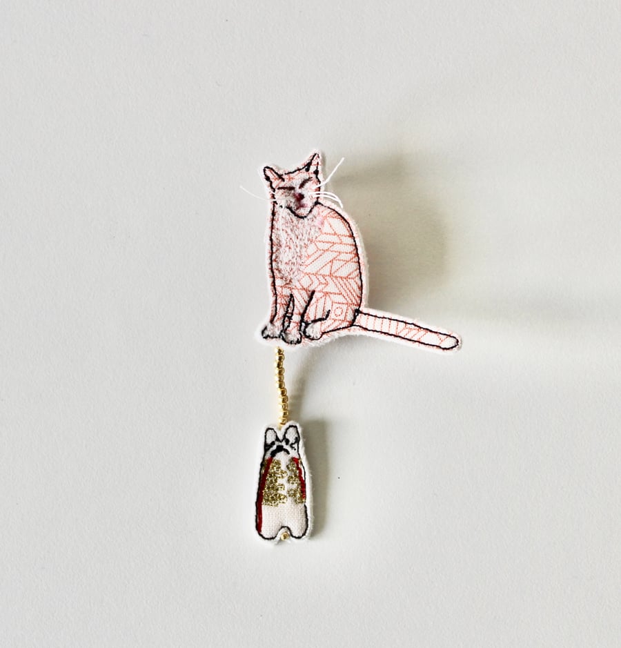 Special Order for L.S. - 'George with his Special Toy' Handmade Brooch