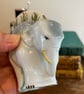Elephant egg cup pincushion - embroidered linen with a little bee - Image 3