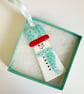 Fused Glass Snowman Tree Decoration-Aqua