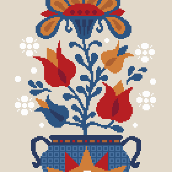 097 Cross Stitch pattern Flowers of Ephrata, Primitive American German